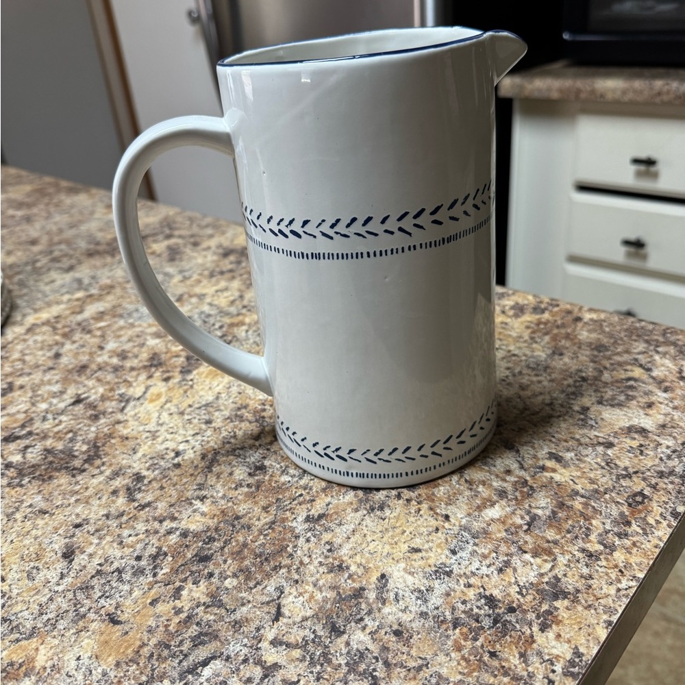 White and Blue Ceramic Pitcher